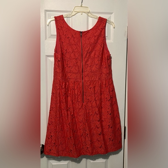 LOFT coral/peach scoop neck lace sundress- size 16 - Picture 3 of 10